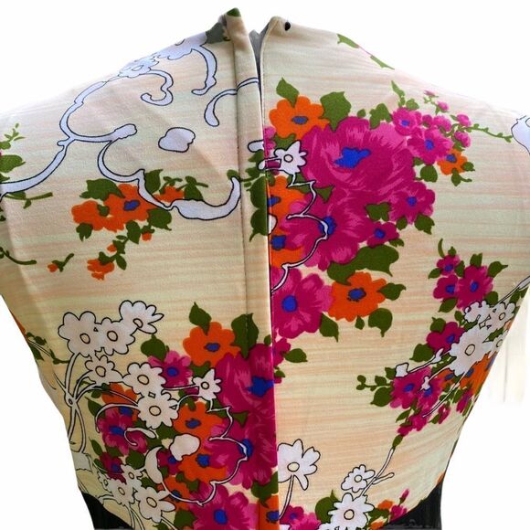 Vintage 70s Womens Floral Maxi Dress Size Small Pink Black - Picture 11 of 13